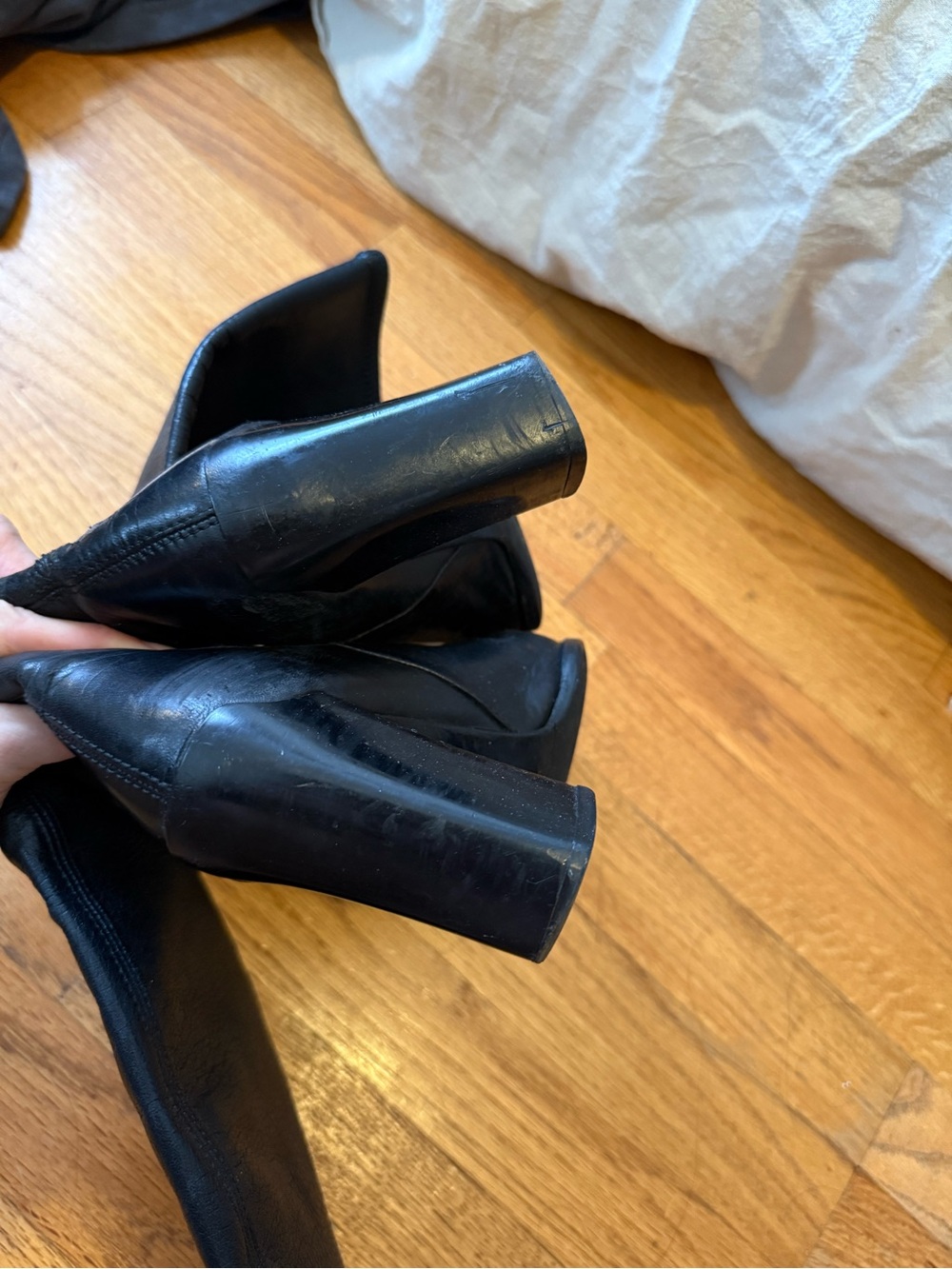 Prada Black Leather Knee-High Heeled Boot - Picture 10 of 11